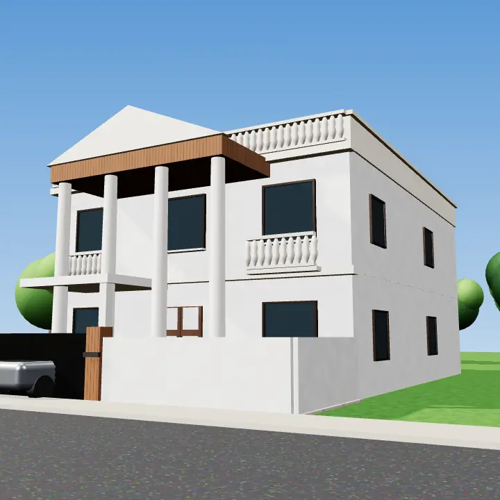 3D render: Grand entrance close-up