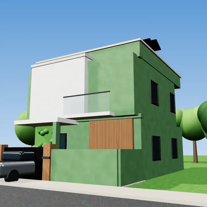 3D render: 5 Marla green house design