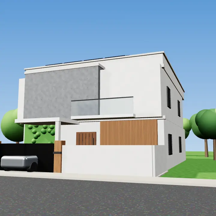 3D render: Rainwater harvesting tank and gravel