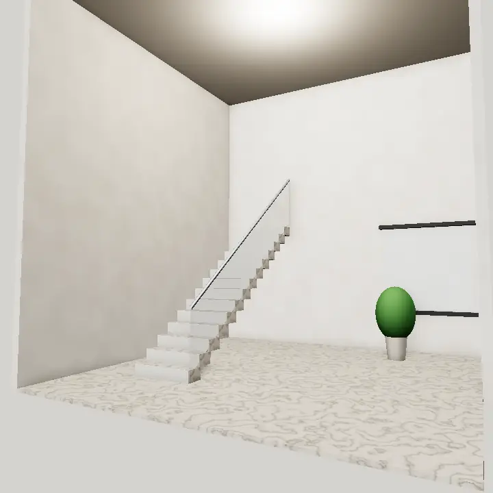 3D render: Frameless glass staircase with channel