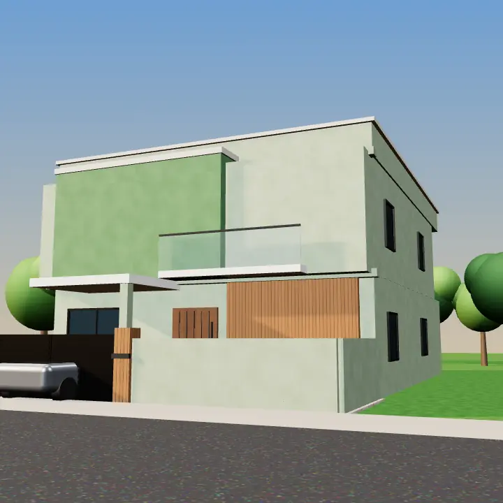 3D render: Sage green with white details