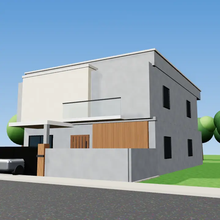 3D render: Two-tone grey and cream front