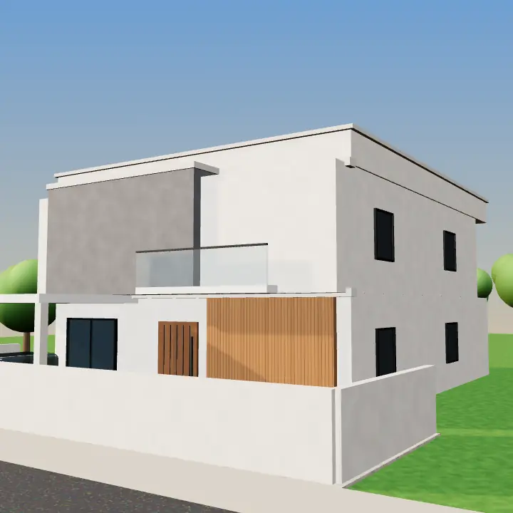 3D render: Warm greige with gold lighting