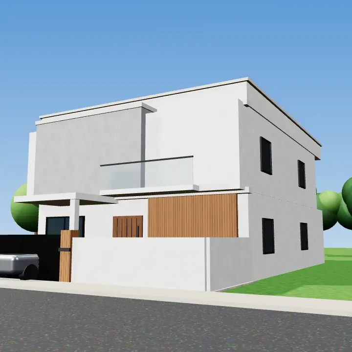 3D render: White and grey modern front