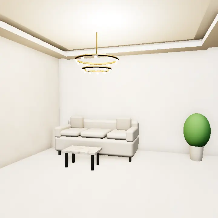 3D render: Crystal Chandelier in Cream Drawing Room