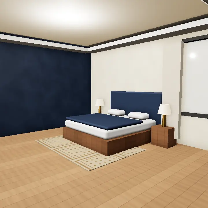 3D render: Navy Accent Wall in Study