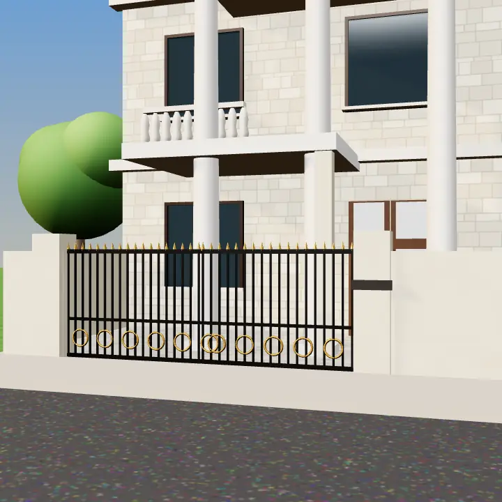 3D render: Golden classic ornate steel gate