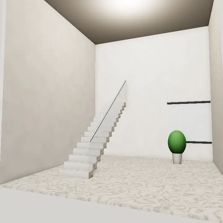 3D render: White Marble Staircase with Black Nosing