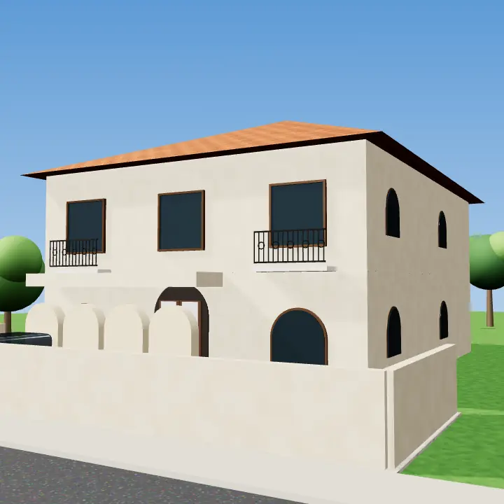 3D render: Beige stucco 1 Kanal villa