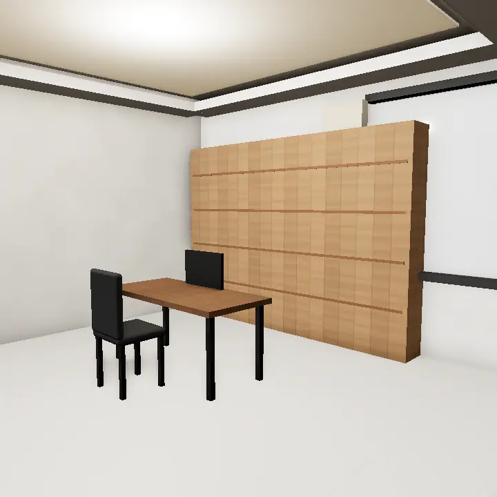 3D render: Retro modern study with cane chair