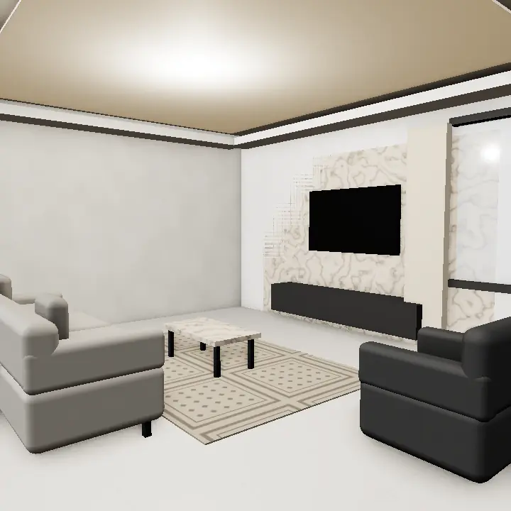 3D render: Monochrome black and white drawing room