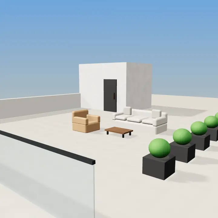 3D render: Multani tile courtyard patio