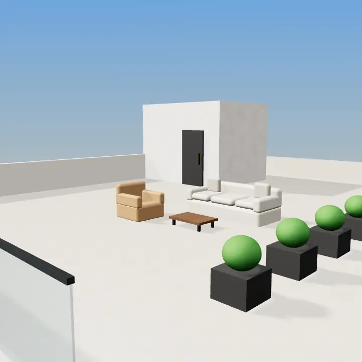 3D render: Small 5 Marla patio corner