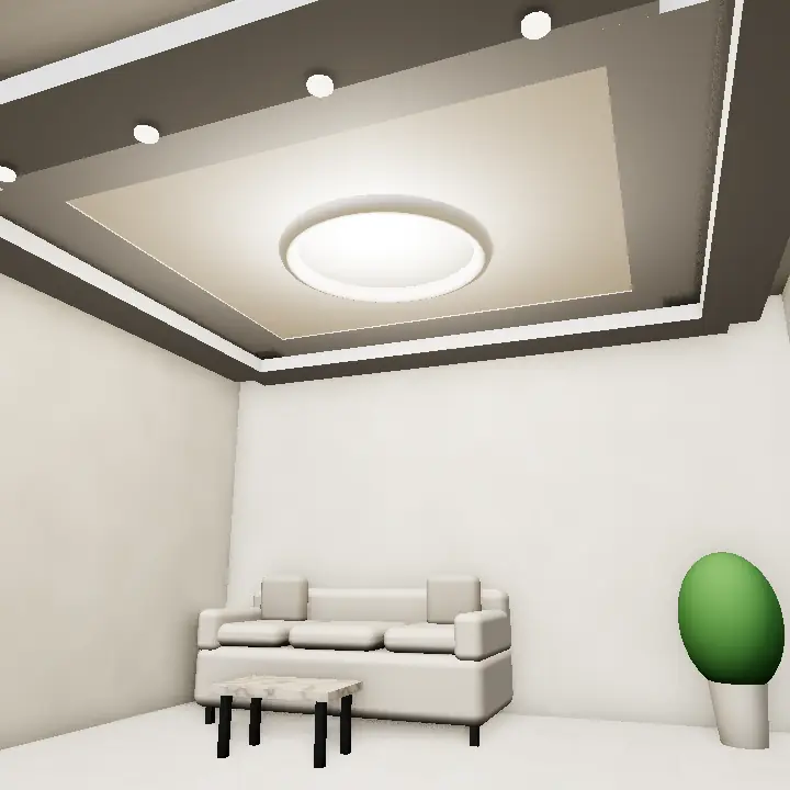 3D render: Cream POP Ceiling with Floral Rose