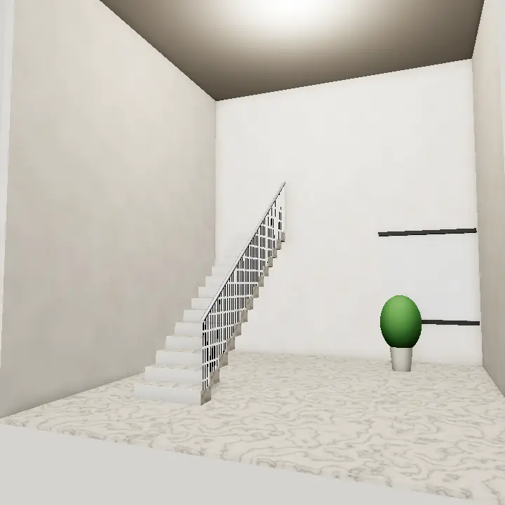 3D render: Wrought iron scroll railing