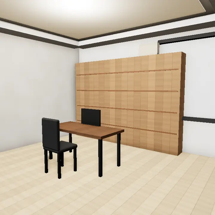 3D render: 5 Marla white and birch study