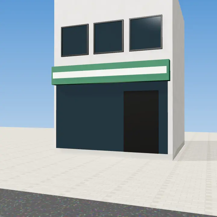 3D render: Before and after brick shop renovation