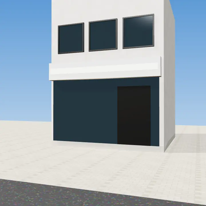 3D render: White and gold fashion boutique glass front