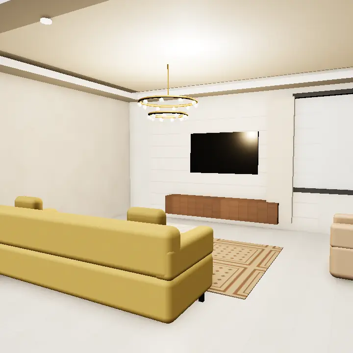 3D render: Classic lounge with gold mouldings