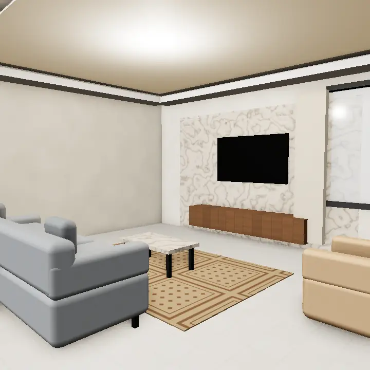 3D render: Grey and black modern TV wall