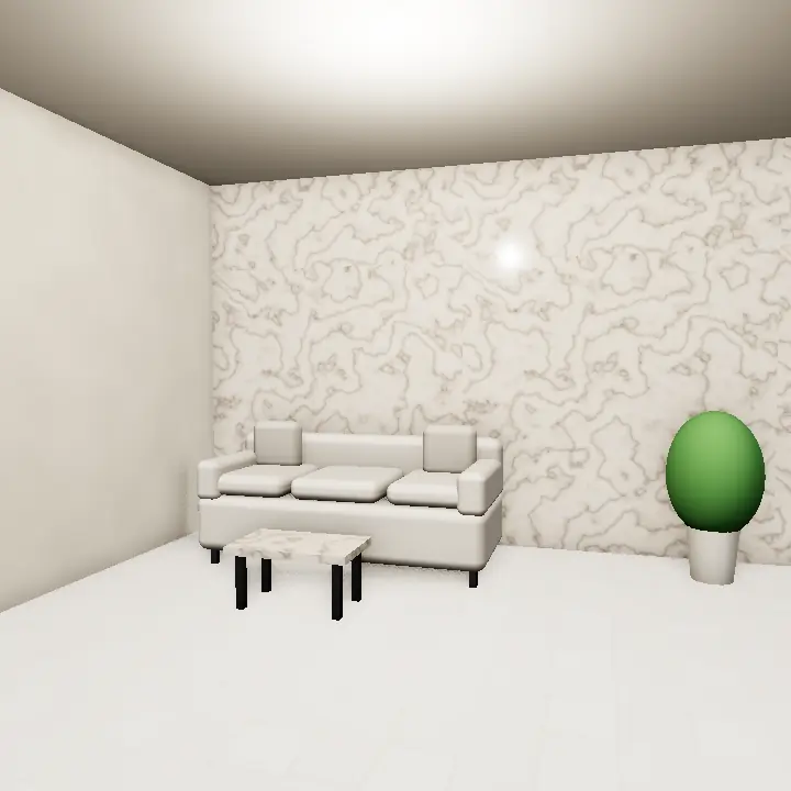 3D render: Marble-Look Sheet Behind Bed