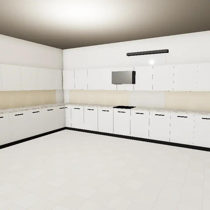 3D render: Beige Tiles with Mosaic Strip Washroom