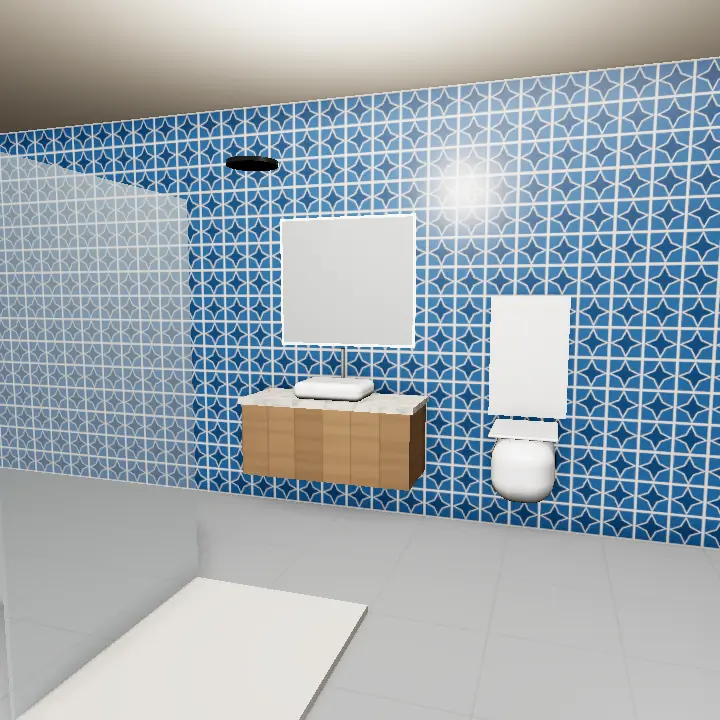 3D render: Blue and White Moroccan Pattern Backsplash