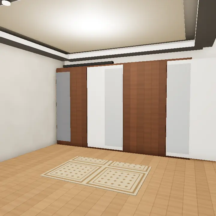 3D render: Sliding Wardrobe with Glass and Wood